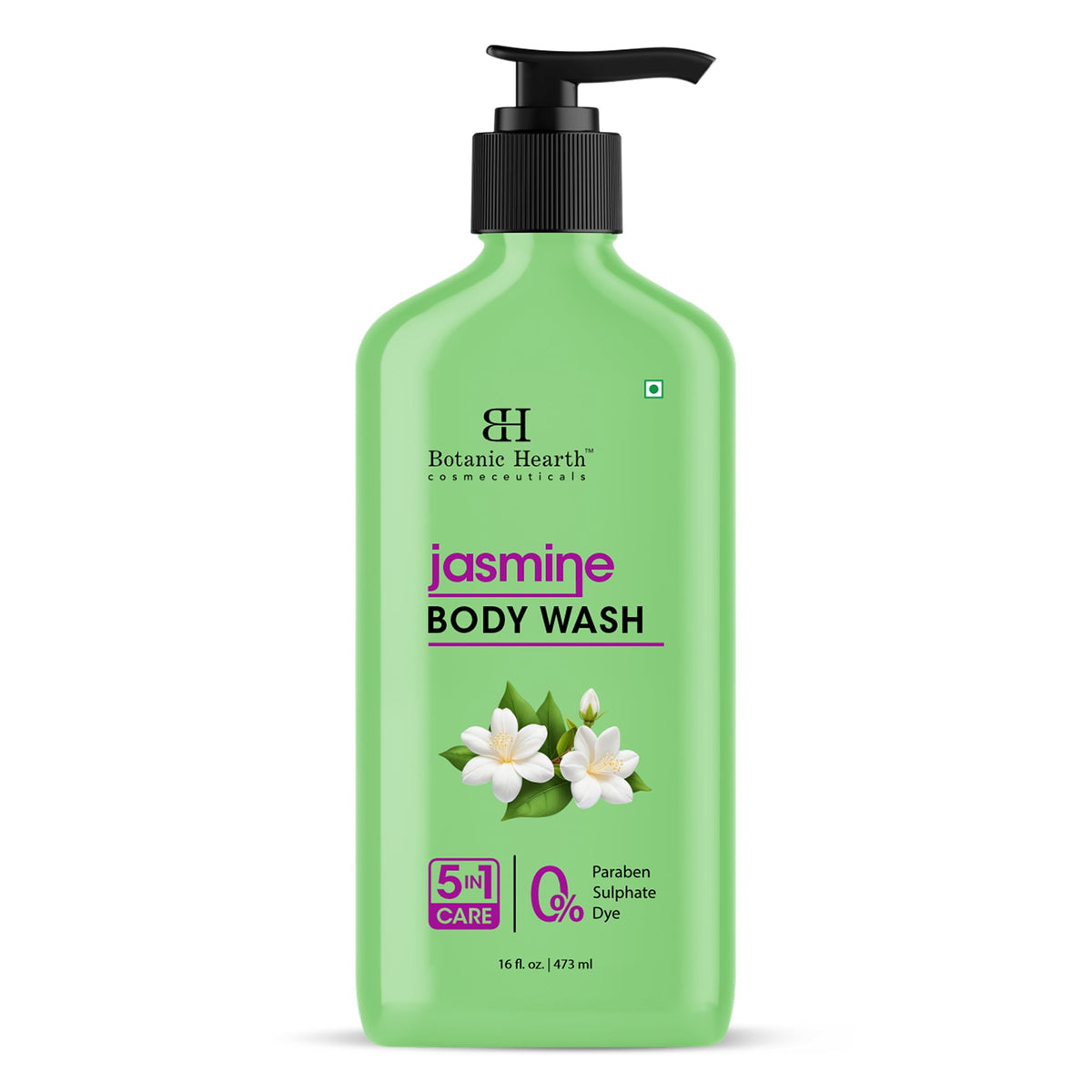 Botanic Hearth Jasmine Body Wash bottle releasing a calming jasmine aroma, ideal for daily hydration