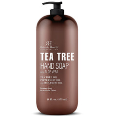 Botanic Hearth Tea Tree Hand Soap pump demonstrates easy dispensing and quick lather.