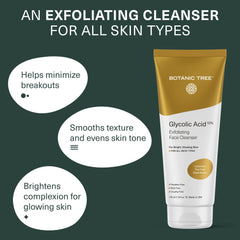 Botanic Tree exfoliating cleanser foam close-up highlights rich lather for gentle exfoliation.