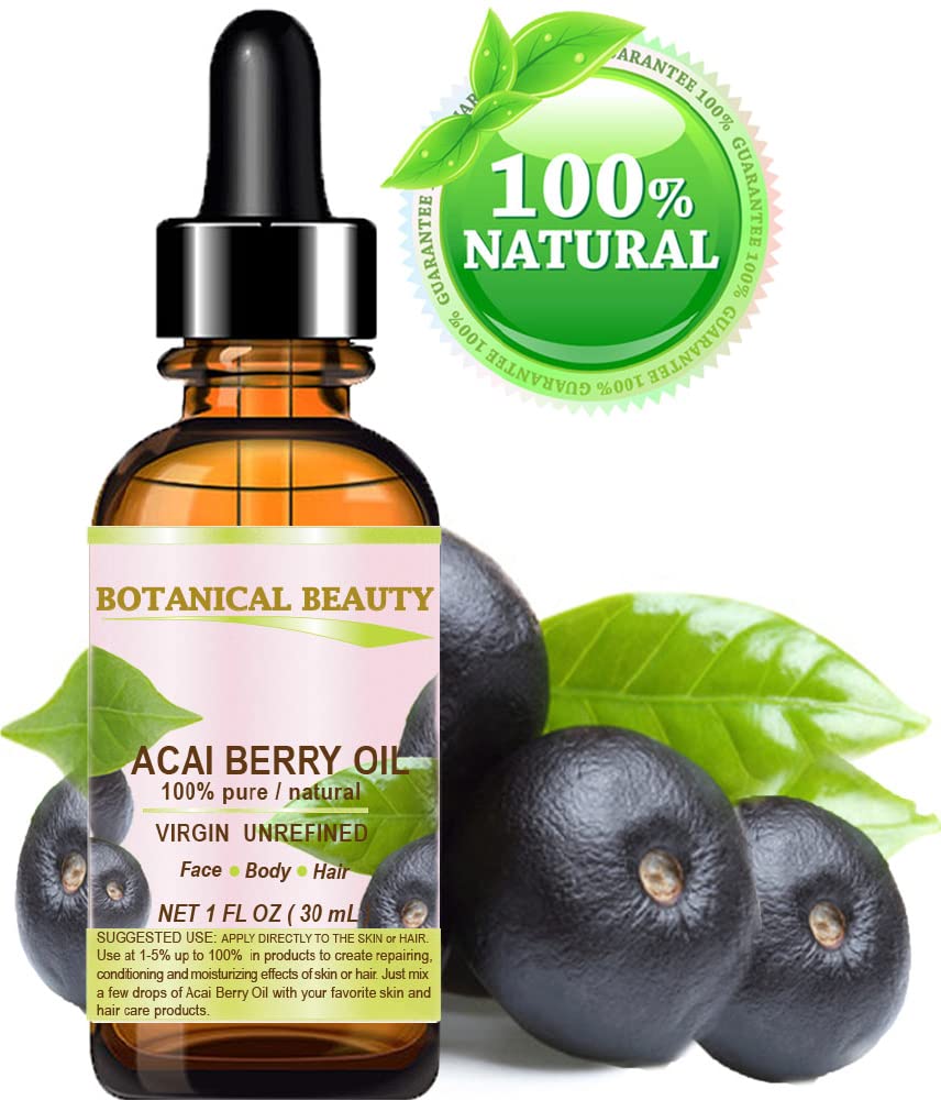 Acai Berry Oil pour captures rapid absorption without heaviness, ideal for daily care of face and body.