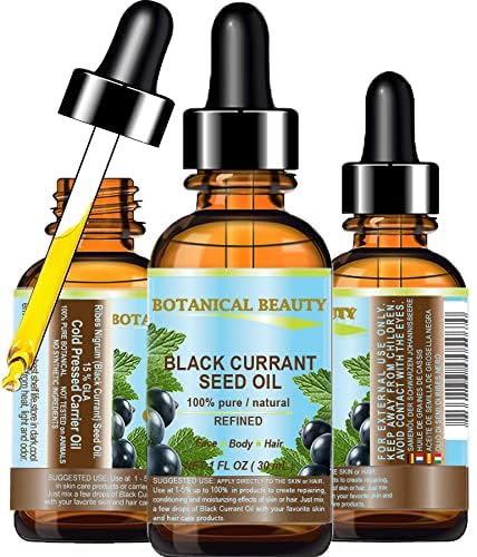 Botanical Beauty Black Currant Seed Oil bottle pour for easy application
