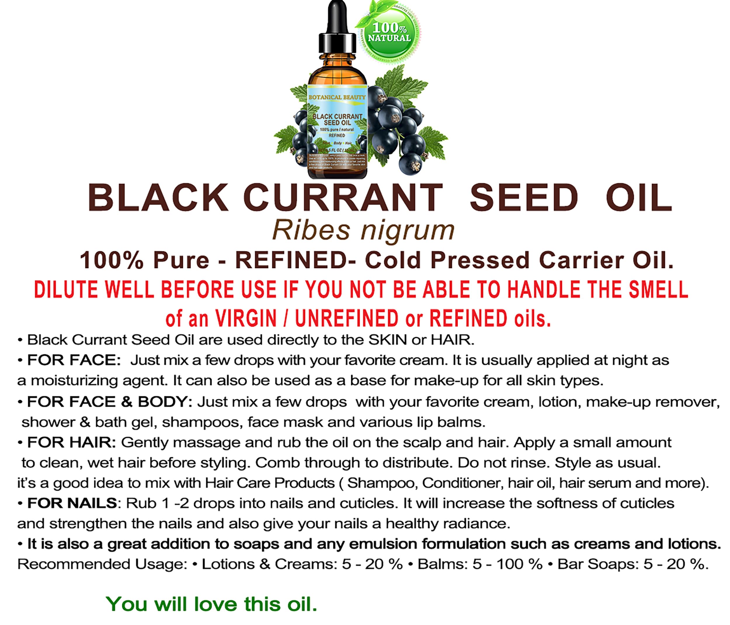 Botanical Beauty Black Currant Seed Oil closeup, highlighting purity for versatile skincare