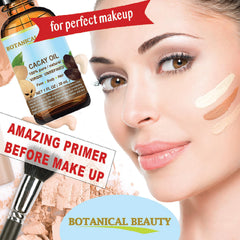 CACAY OIL applied to face by Botanical Beauty hydrates dry skin.