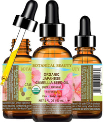 Botanical Beauty Camellia Seed Oil bottle pour for quick skin hydration