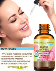 Botanical Beauty Camellia Seed Oil used for hair care, adding shine and elasticity