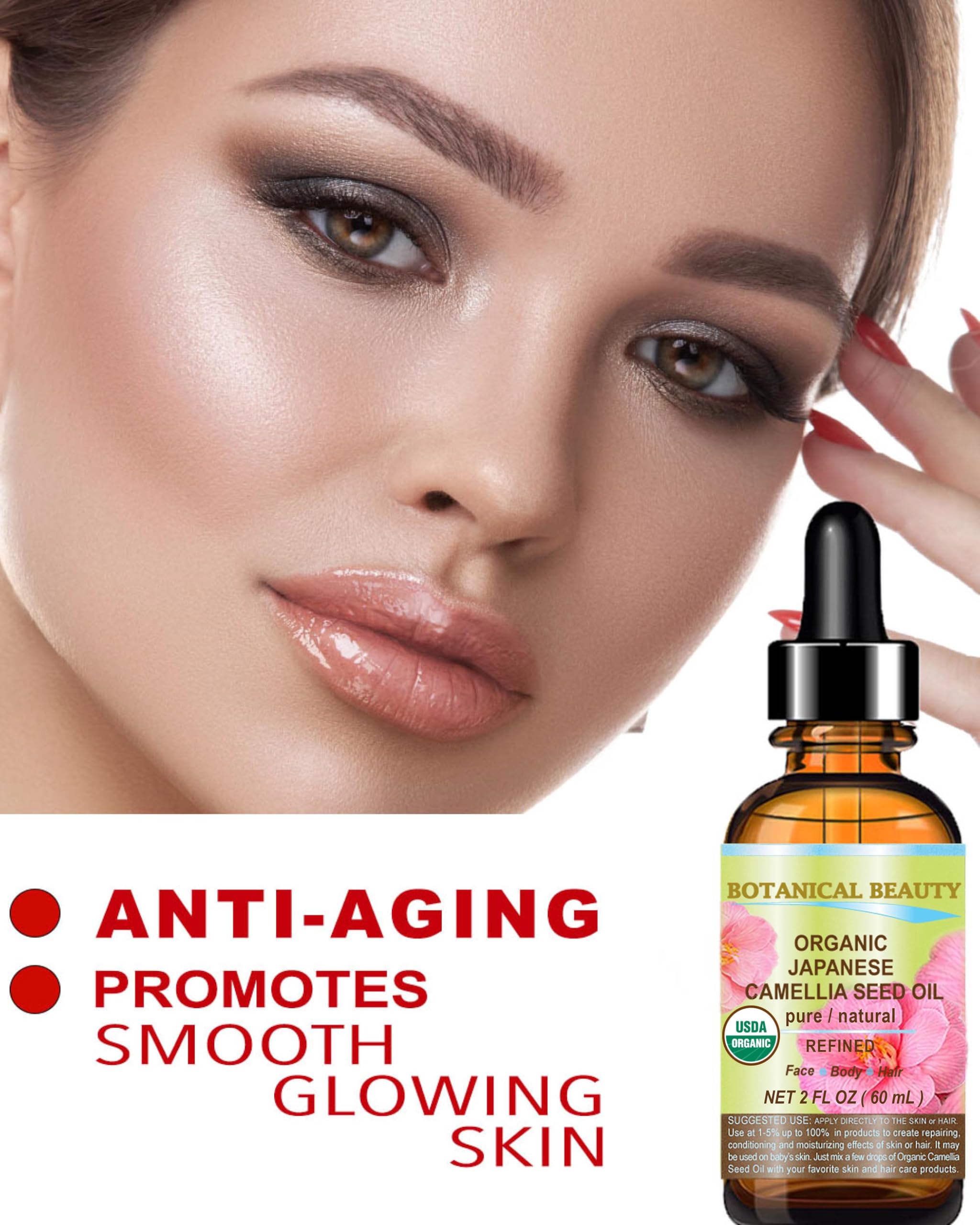 Botanical Beauty Camellia Seed Oil on skin demonstrates fast absorption and smooth texture