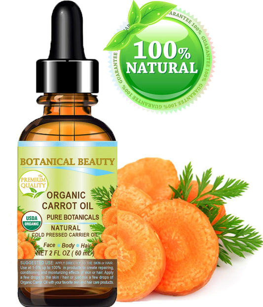Botanical Beauty carrot seed oil amber glass for premium facial hydration