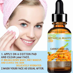 Botanical Beauty Carrot Seed Oil nourishes hair ends for smoother, healthier-looking tips.