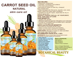 Botanical Beauty Carrot Seed Oil softens elbows and knees for comfort and suppleness.