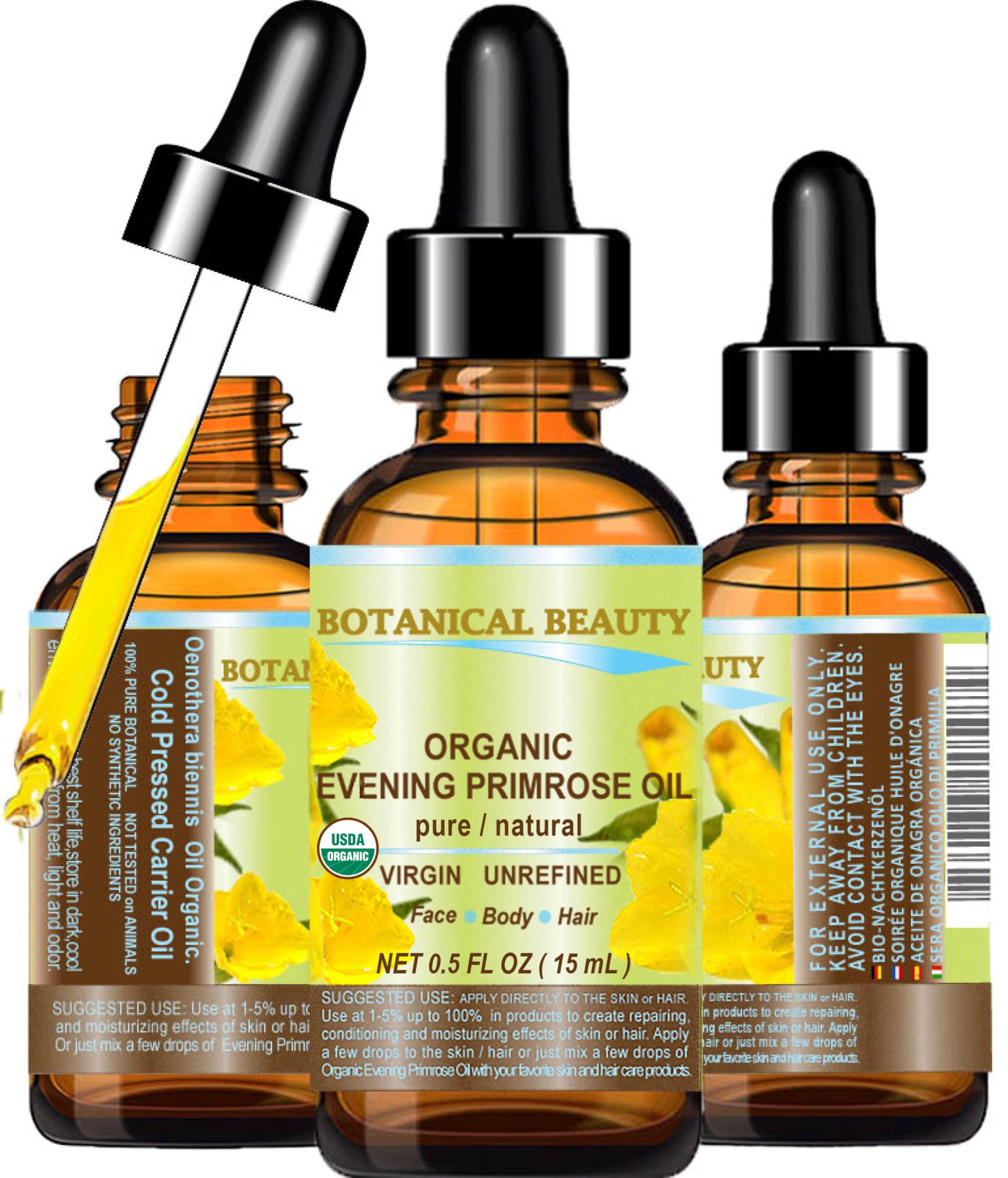 Botanical Beauty Evening Primrose Oil bottle for skin moisture and nourishment