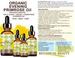 Botanical Beauty Evening Primrose Oil on hair, promoting shine and elasticity.