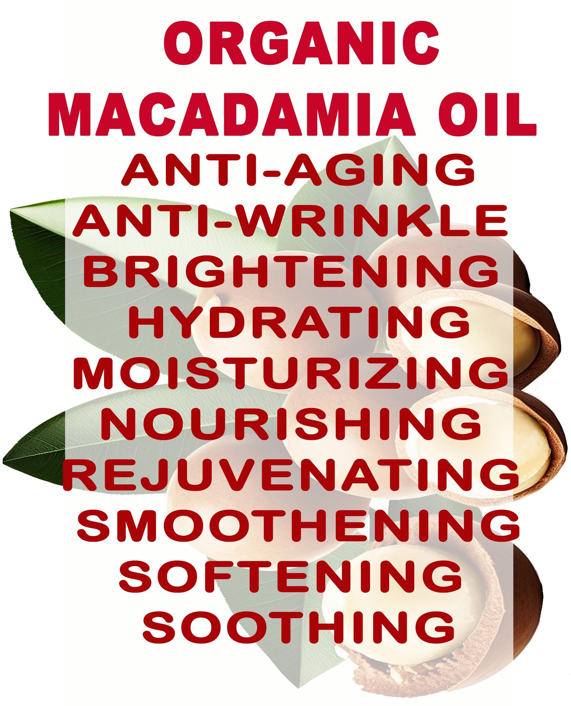 Botanical Beauty Macadamia Oil bottle emphasizes purity and versatility for skin and hair
