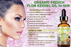 Botanical Beauty Plum Oil in hair care use on dry strands