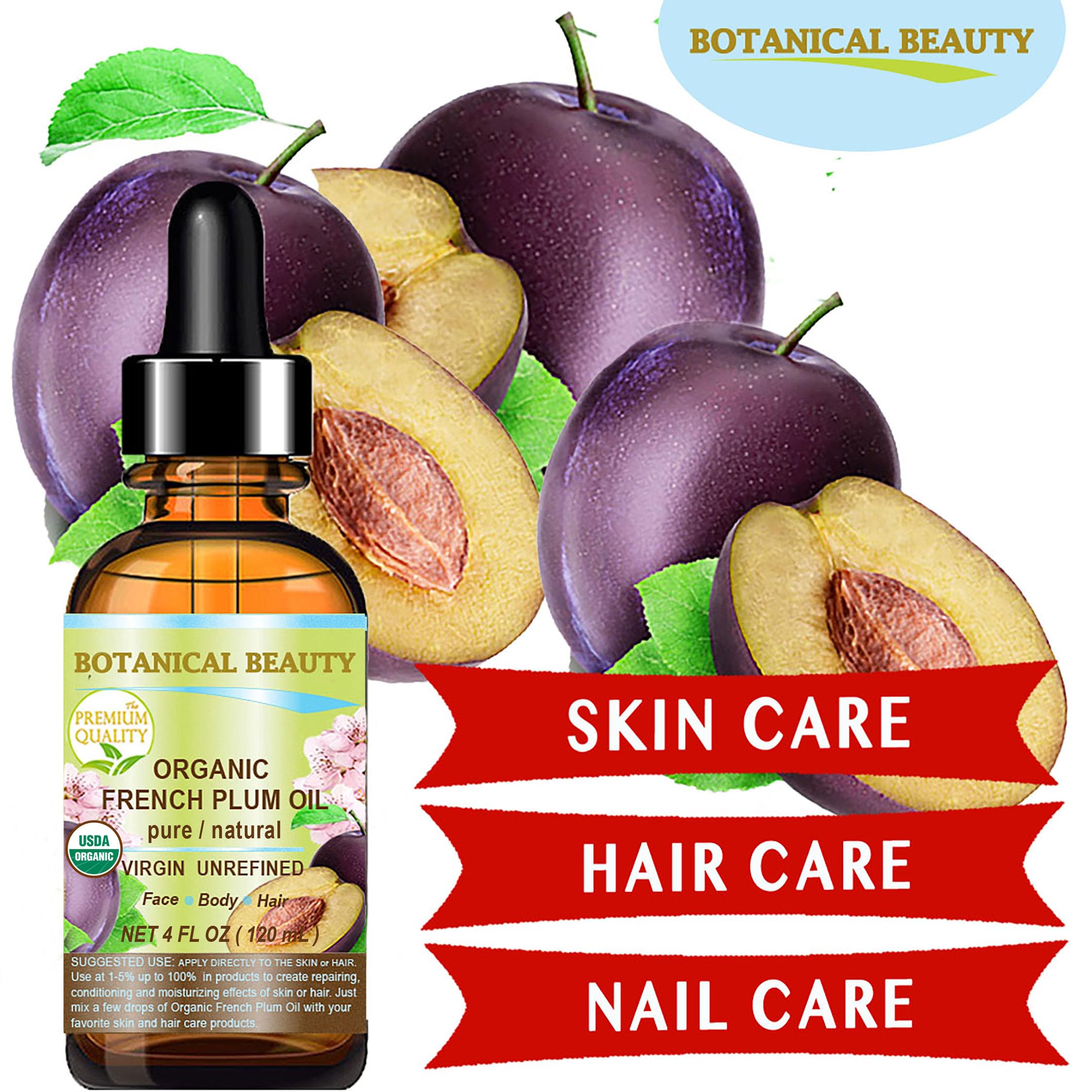 Botanical Beauty Plum Oil applied by hands indicates quick nourishment