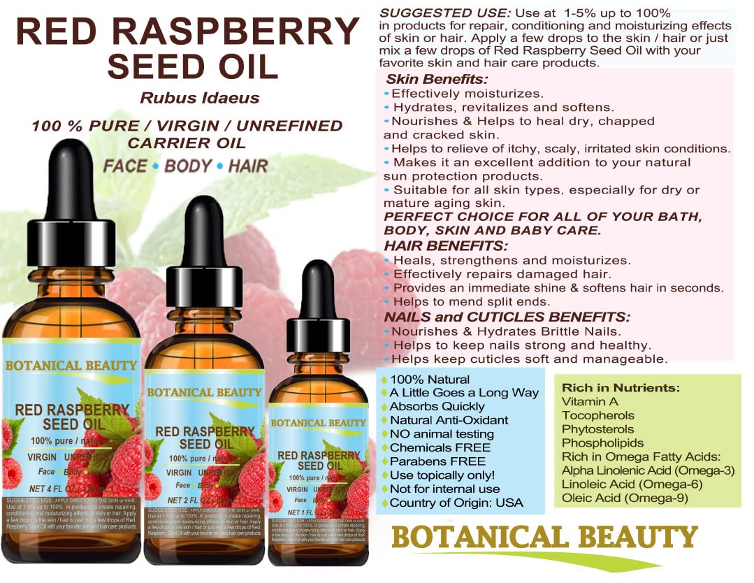 Botanical Beauty Red Raspberry Seed Oil shown beside sunscreen for daily blends