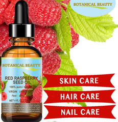 Botanical Beauty Red Raspberry Seed Oil dropper cap indicating precise dosage for facial care