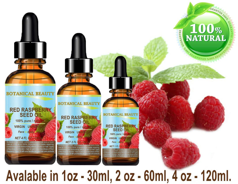 Botanical Beauty Red Raspberry Seed Oil packaging highlights freshness and shelf life
