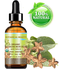 Botanical Beauty Sacha Inchi oil drops ready for facial or body use.