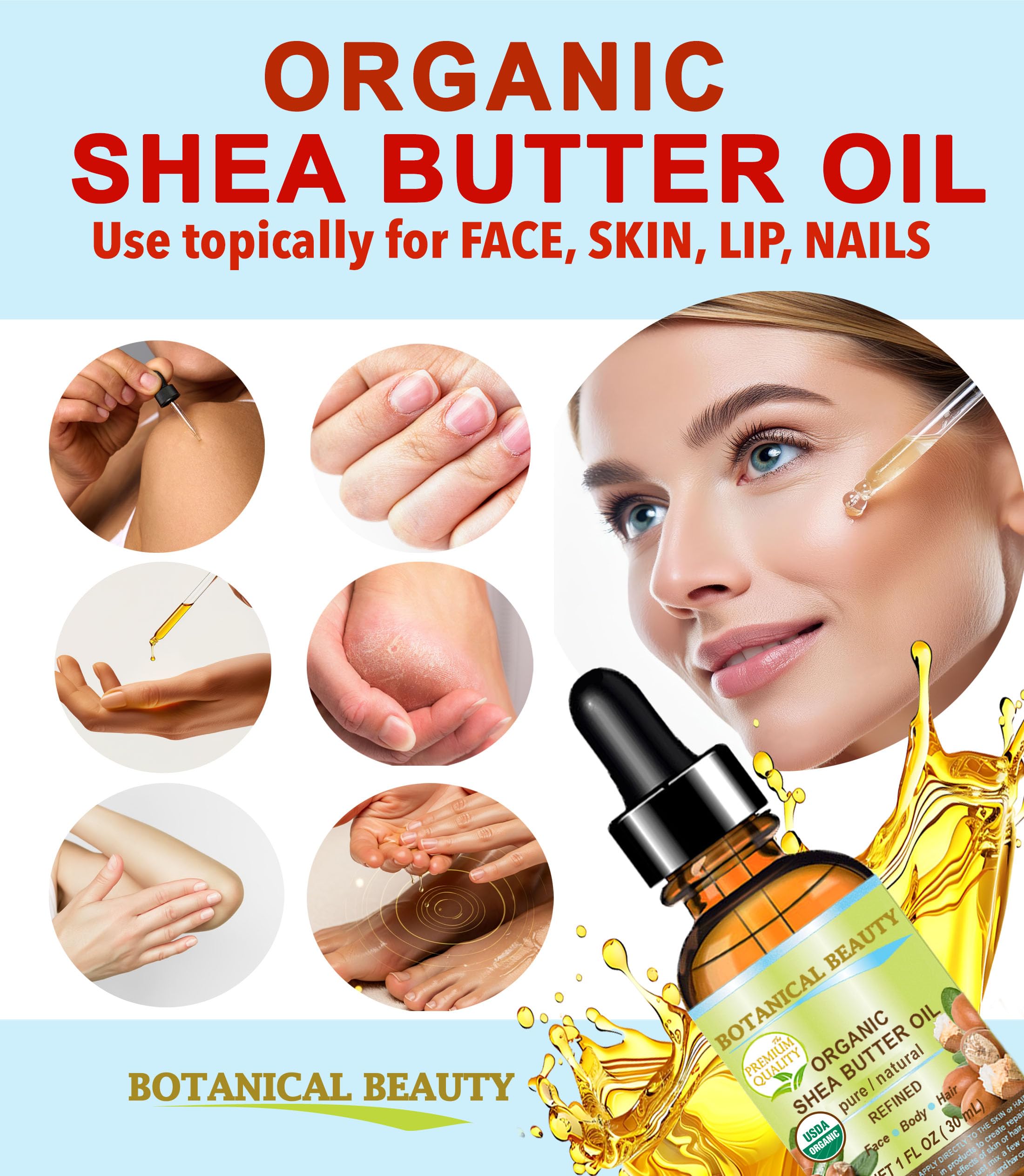 Botanical Beauty Shea Butter Oil dry skin care scenario.