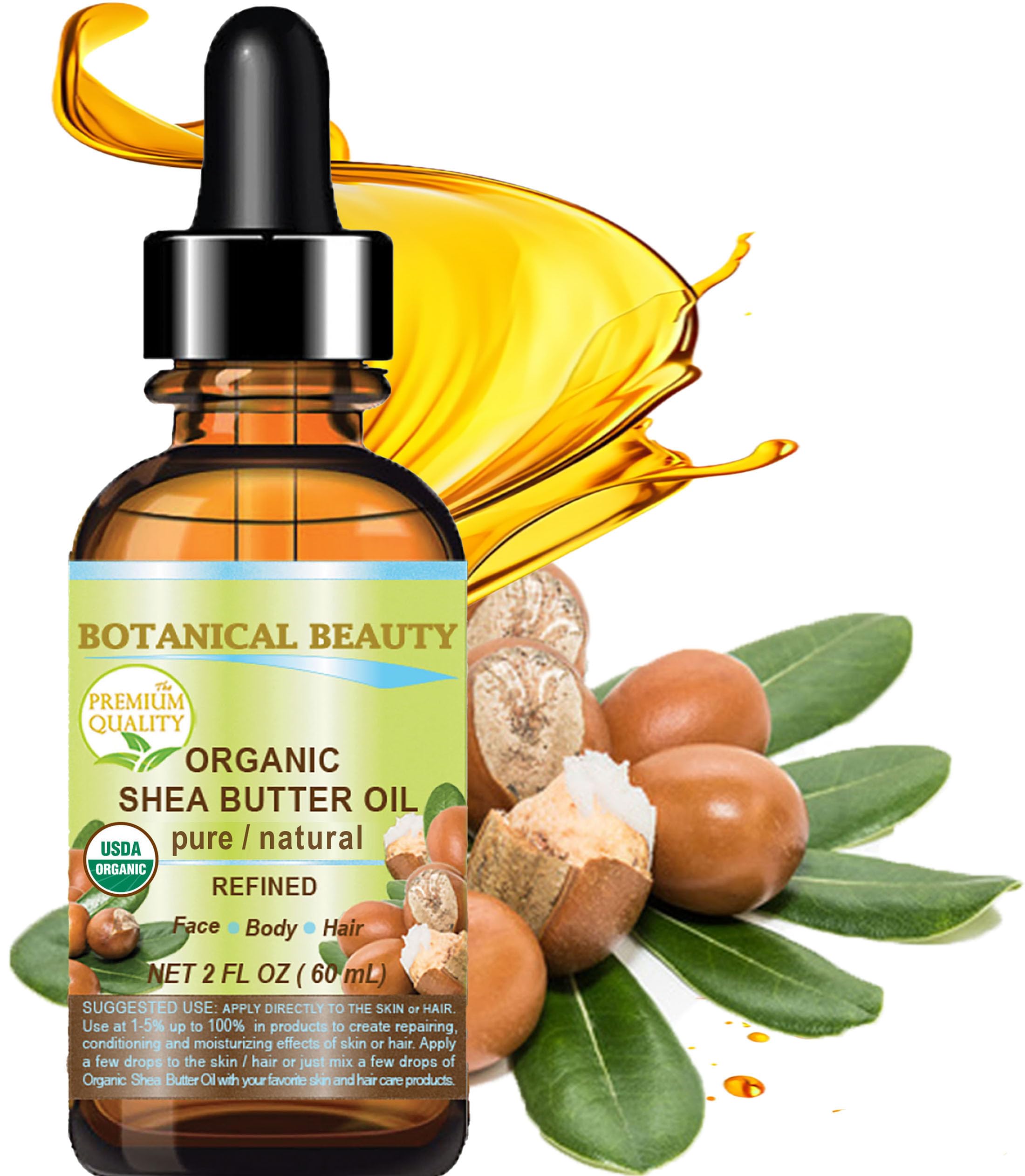 Botanical Beauty Shea Butter Oil face application showing soft, smooth skin.
