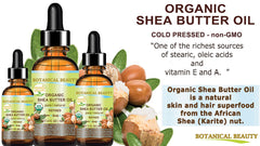 Botanical Beauty Shea Butter Oil lip care application.