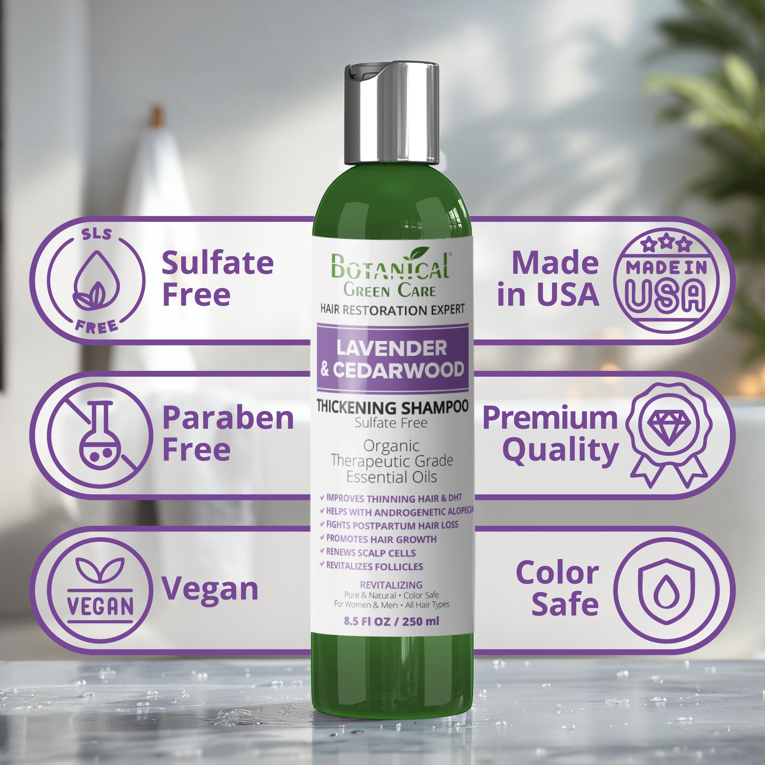 Ingredient card highlights Saw Palmetto and Biotin for nourishment