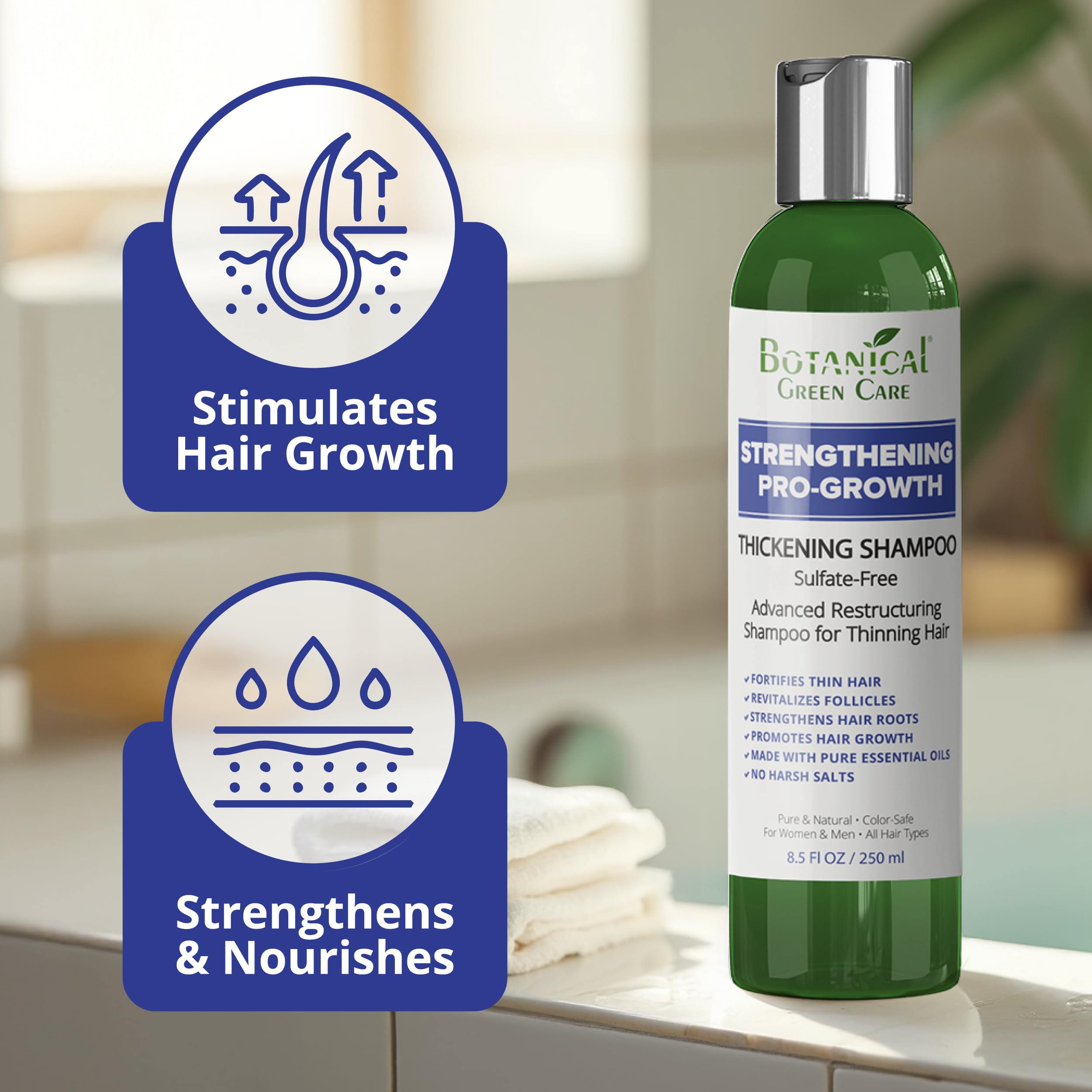 Botanical Green Care Pro-Growth Shampoo ingredient complex with botanicals and stem cells.