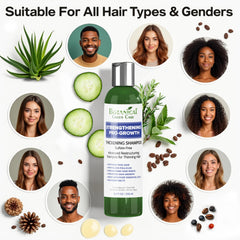 Botanical Green Care Pro-Growth Shampoo visibly adds thickness to hair.