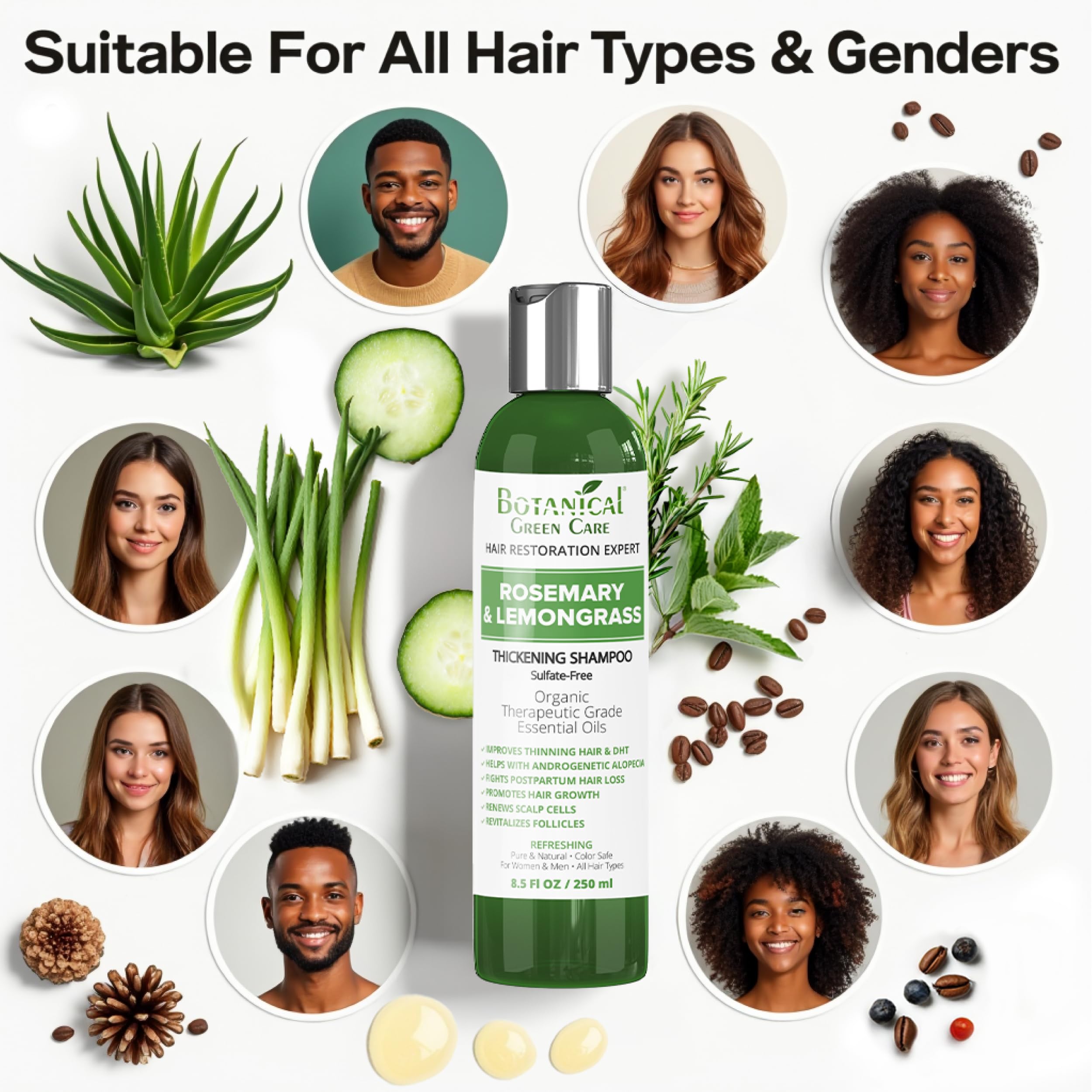 Shampoo applied to scalp showing balanced feel and renewed vitality.
