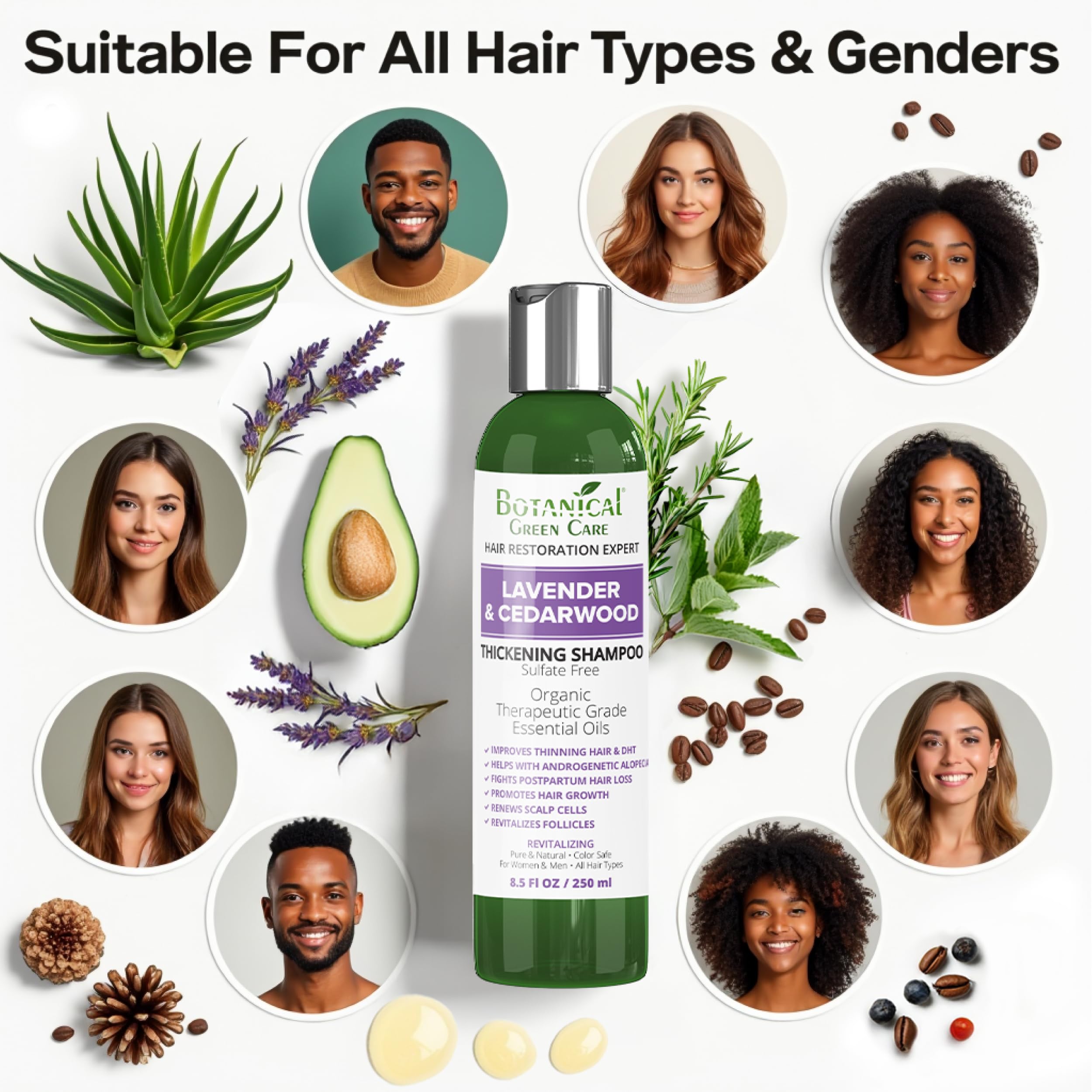 Scalp massage scene with Botanical Green Care shampoo application