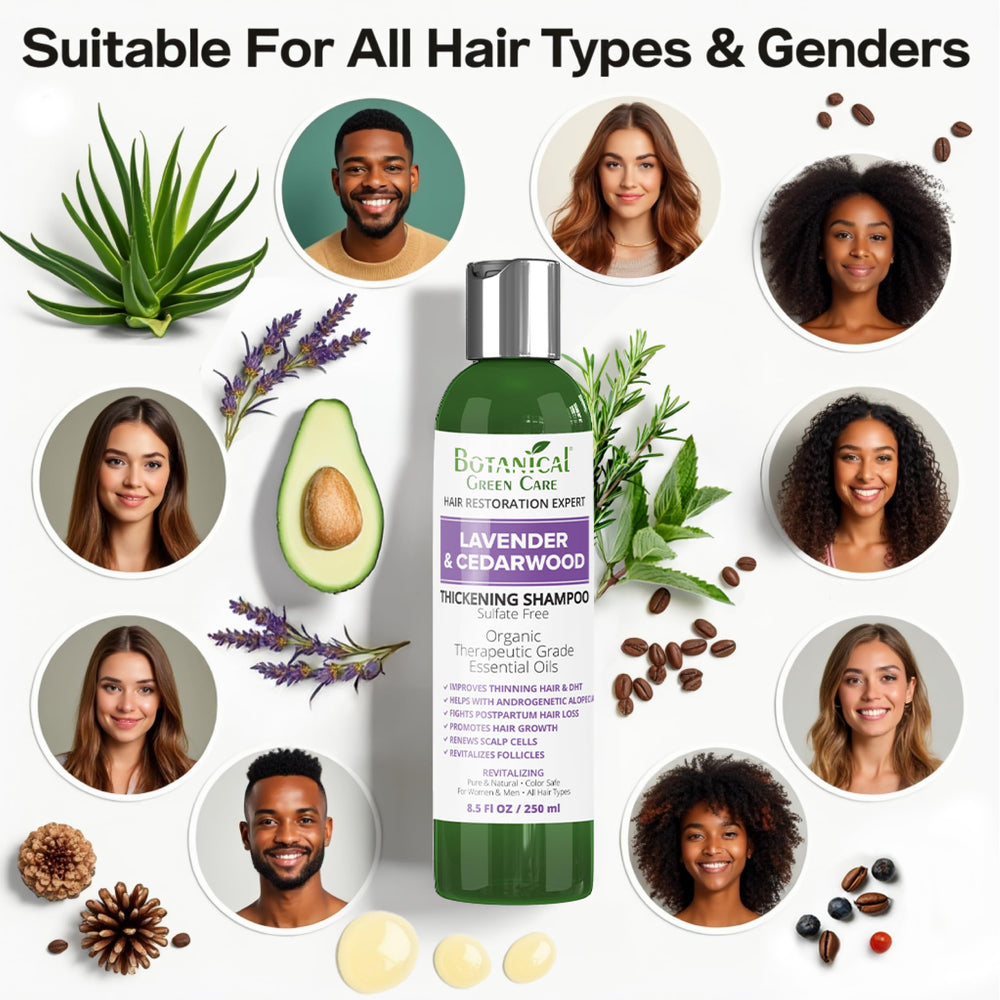 Scalp massage scene with Botanical Green Care shampoo application