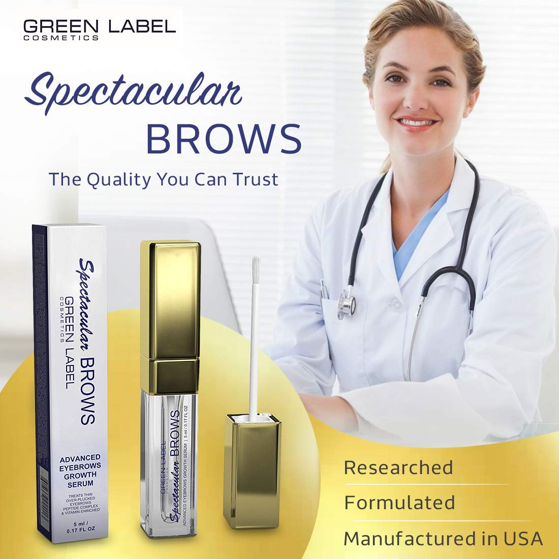 Before-and-after view of thinning brows after using Spectacular BROWS