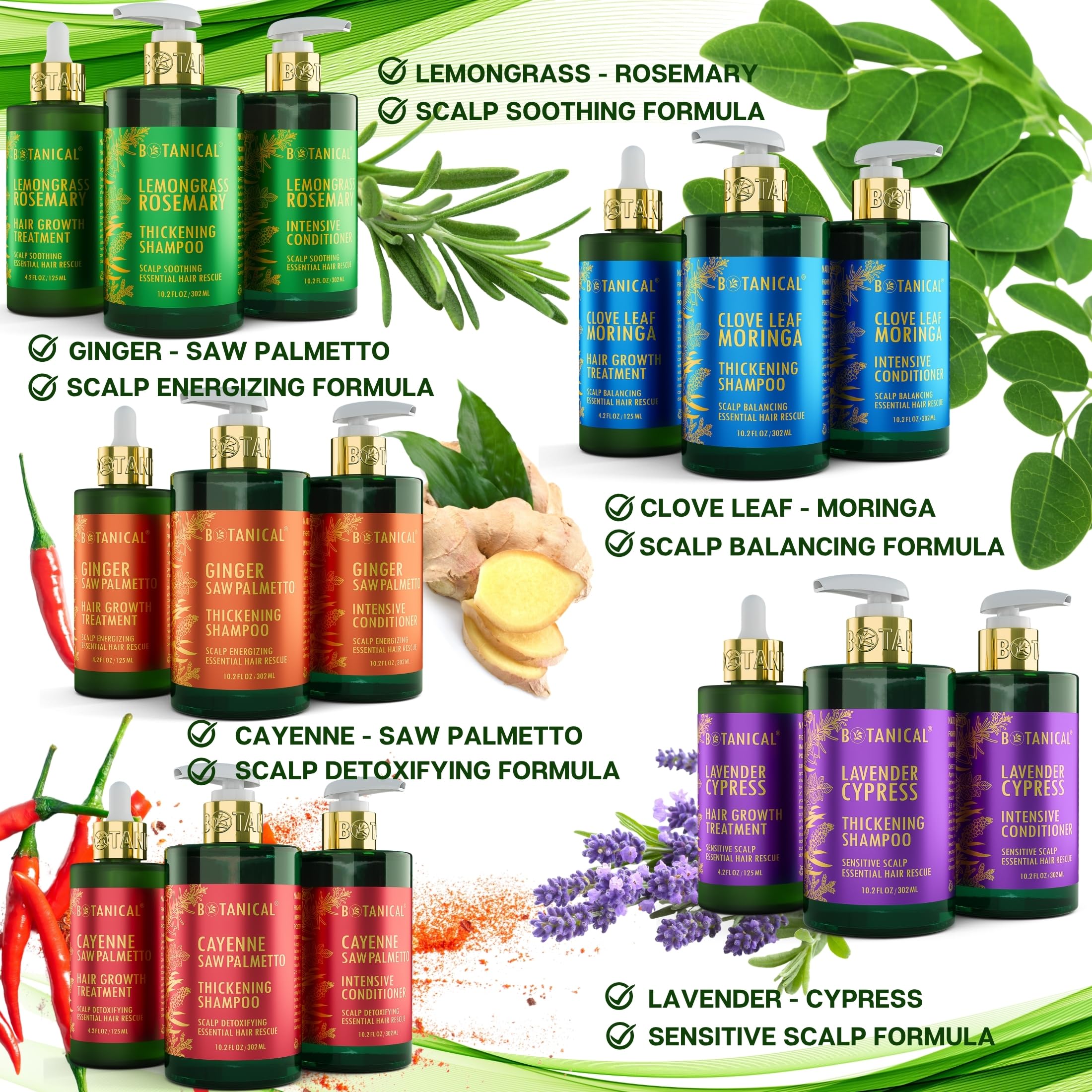 Botanical Hair Growth Lab Color-safe formula symbol indicates suitability for color treated hair.