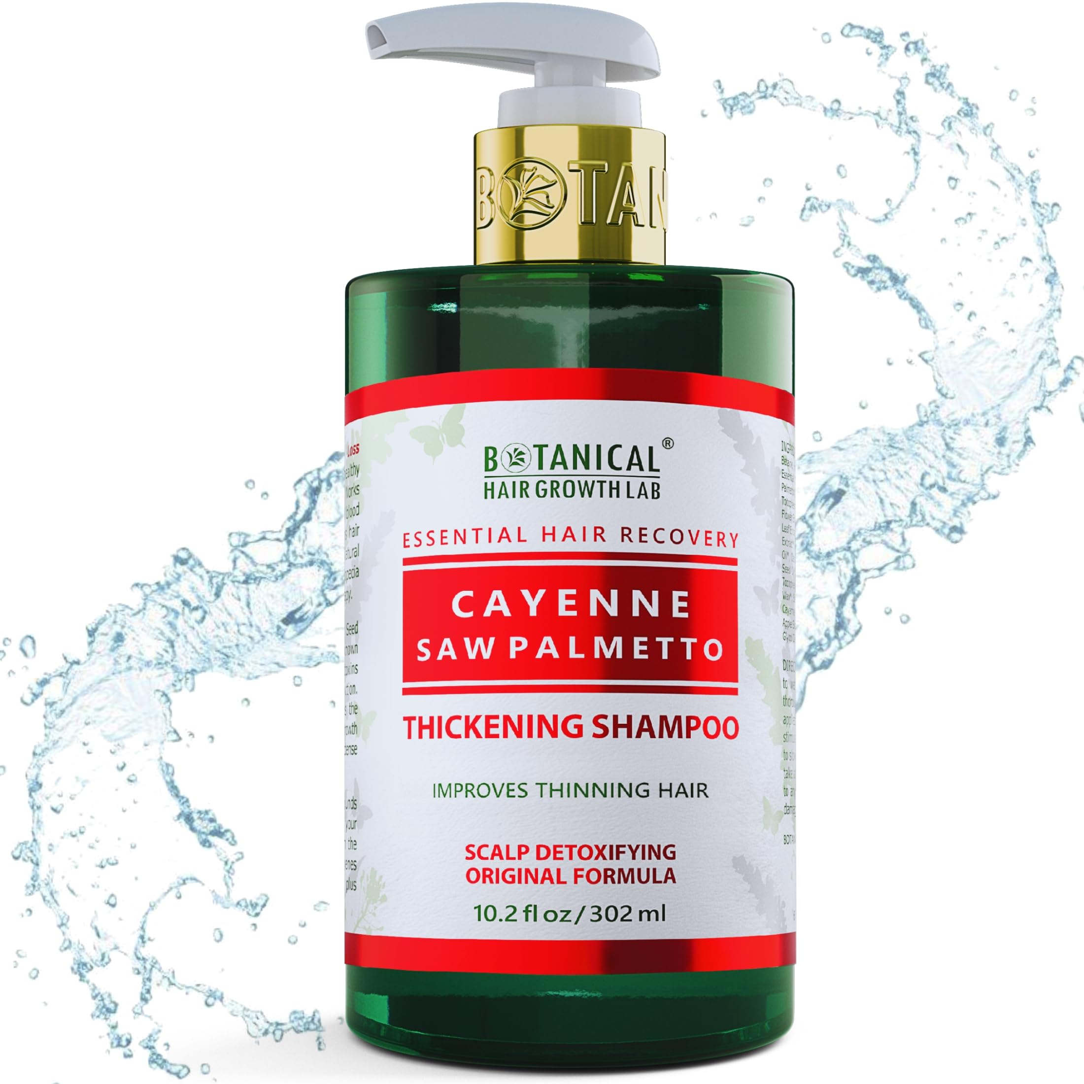 BOTANICAL HAIR GROWTH LAB pour-and-lather action highlighting easy cleansing.