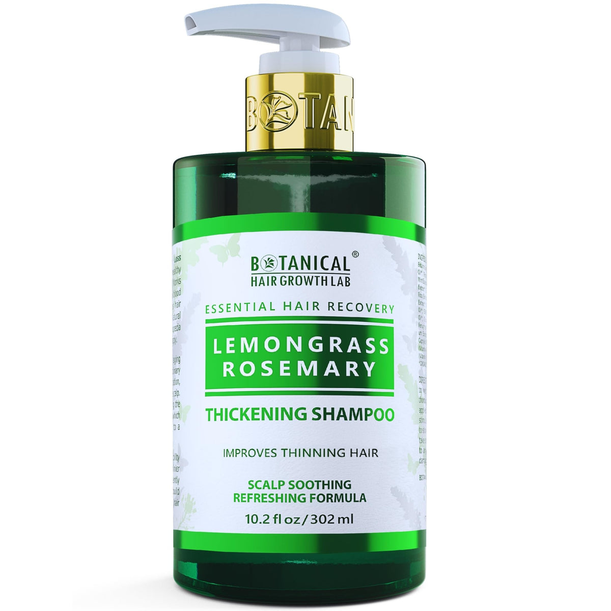 BOTANICAL HAIR GROWTH LAB rosemary shampoo bottle promotes thinning hair nourishment and scalp care.