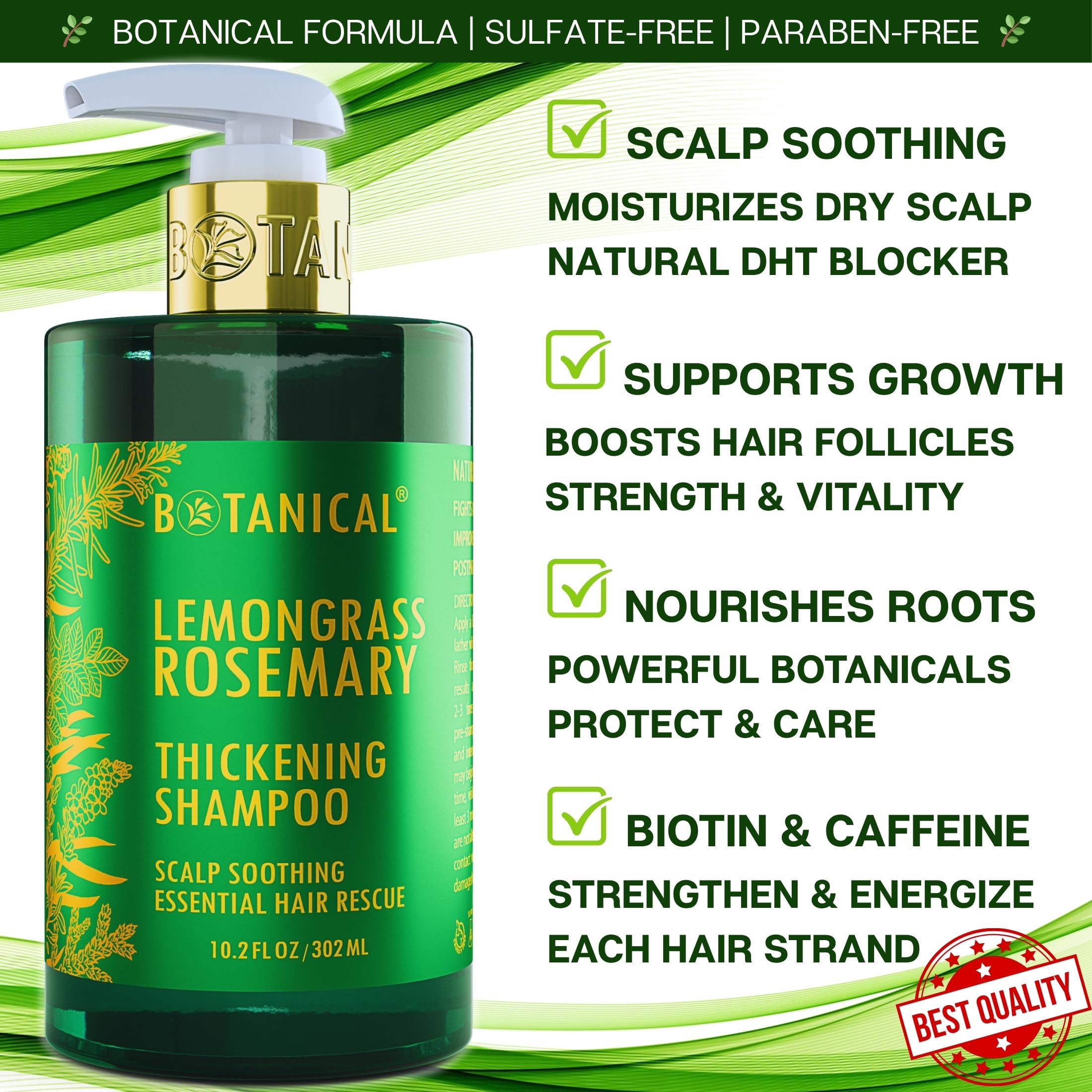 Botanical Hair Growth Lab rosemary shampoo pour illustrating easy application