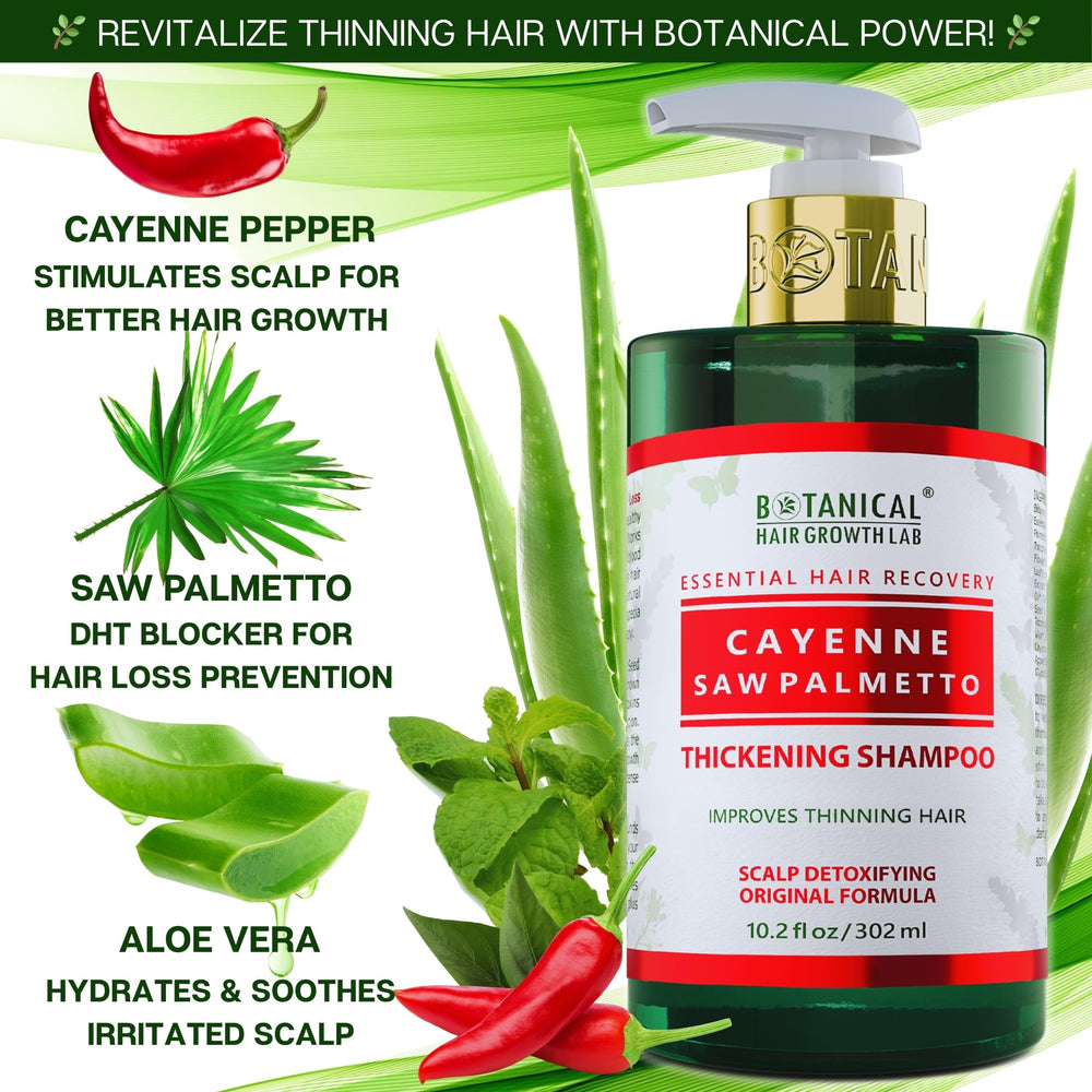 BOTANICAL HAIR GROWTH LAB saw palmetto ingredient highlighting plant-based nourishment.