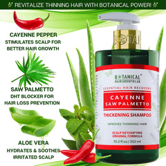 BOTANICAL HAIR GROWTH LAB saw palmetto ingredient highlighting plant-based nourishment.
