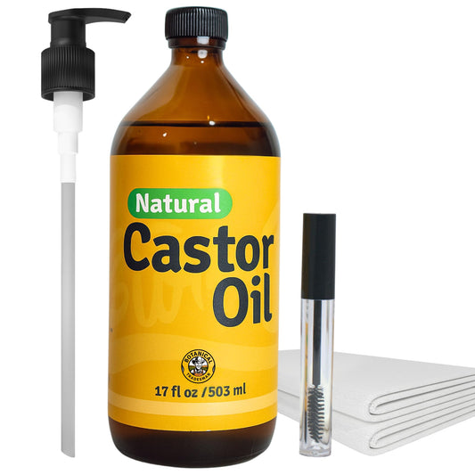 Botanical Tradesman Organic Castor Oil 17oz bottle supports daily conditioning.