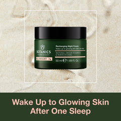 Botanics All Bright night cream being applied for hydration and glow.