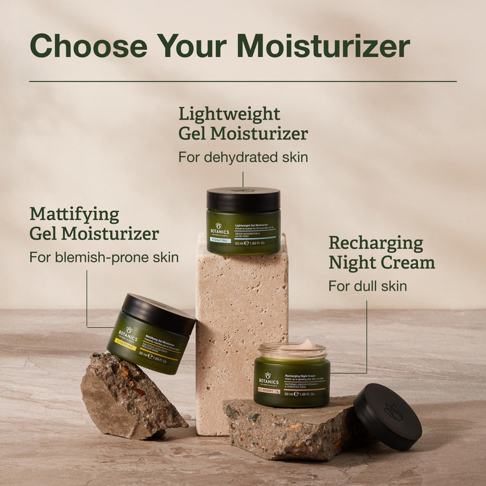Botanics Clarifying Gel Moisturizer with turmeric for antioxidant support.