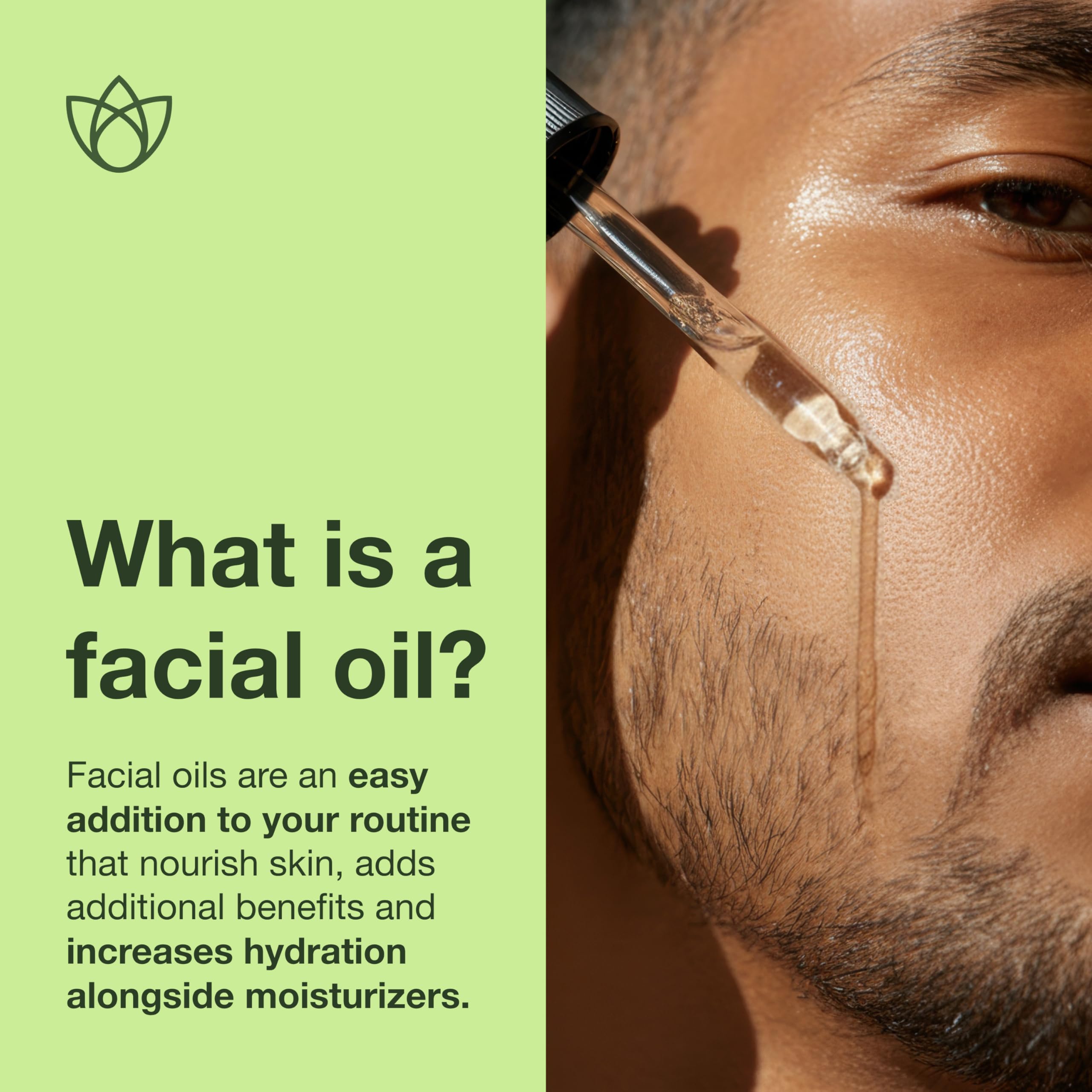 Botanics facial oil for men applying to beard for softer, well-groomed look