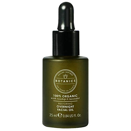 Close-up of Botanics oil dropper with nourishing ingredients showcased