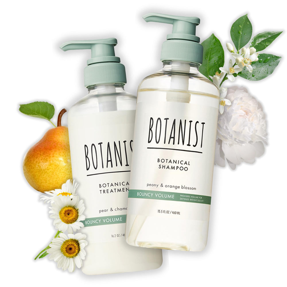Botanist Bouncy Volume Shampoo bottle highlights a natural formula for fuller curls.