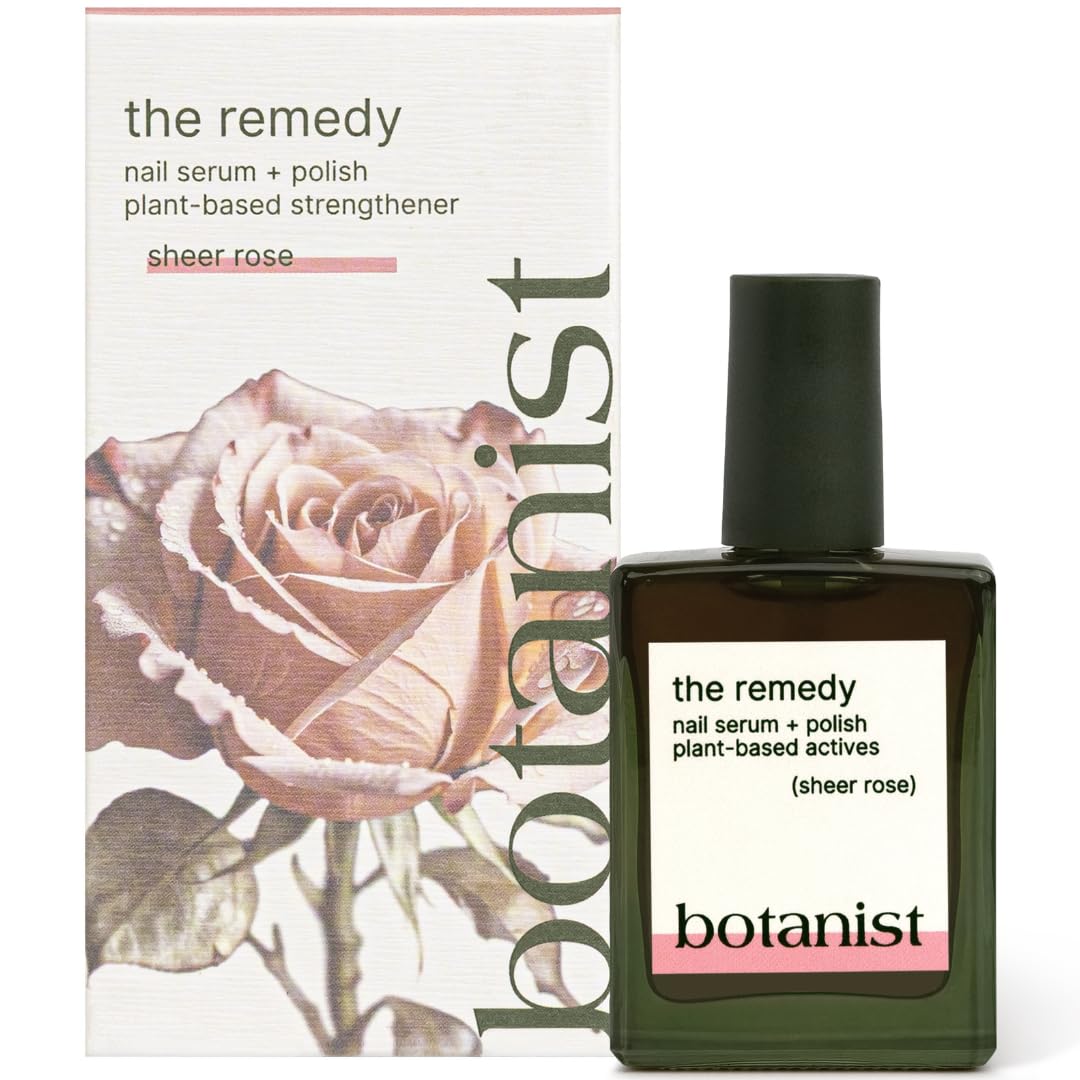 Botanist Nails The Remedy rose bottle front, non-toxic plant-based nail treatment