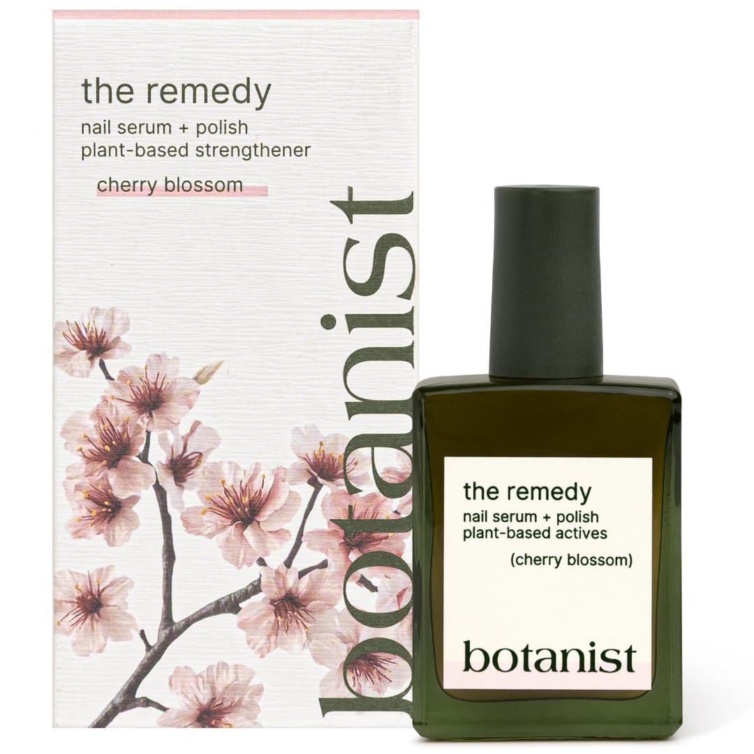 Botanist The Remedy bottle with peachy-pink gloss for damaged nails.
