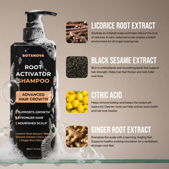 BOTANOVA Root Activator Shampoo pour showing easy, even application.