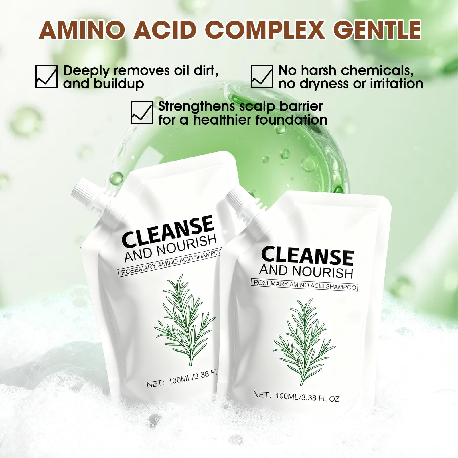 Botou Rosemary Amino Acid Shampoo ingredients view, focusing on organic rosemary extract.