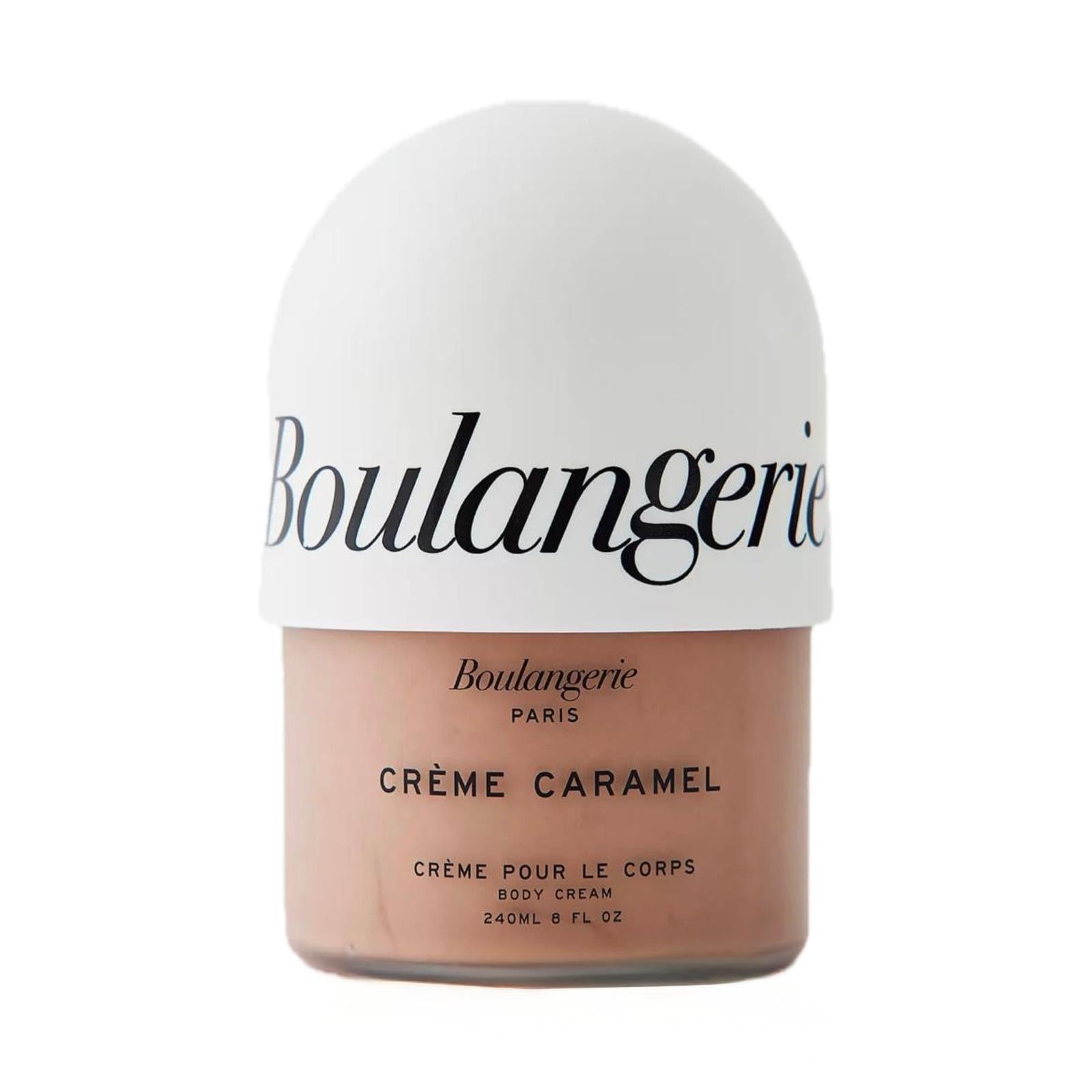 Boulangerie Paris Creme Caramel Body Cream jar with white cap for elegant daily pampering.