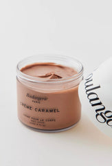 Close-up of Boulangerie Paris Creme Caramel Body Cream texture showing whipped hydration.